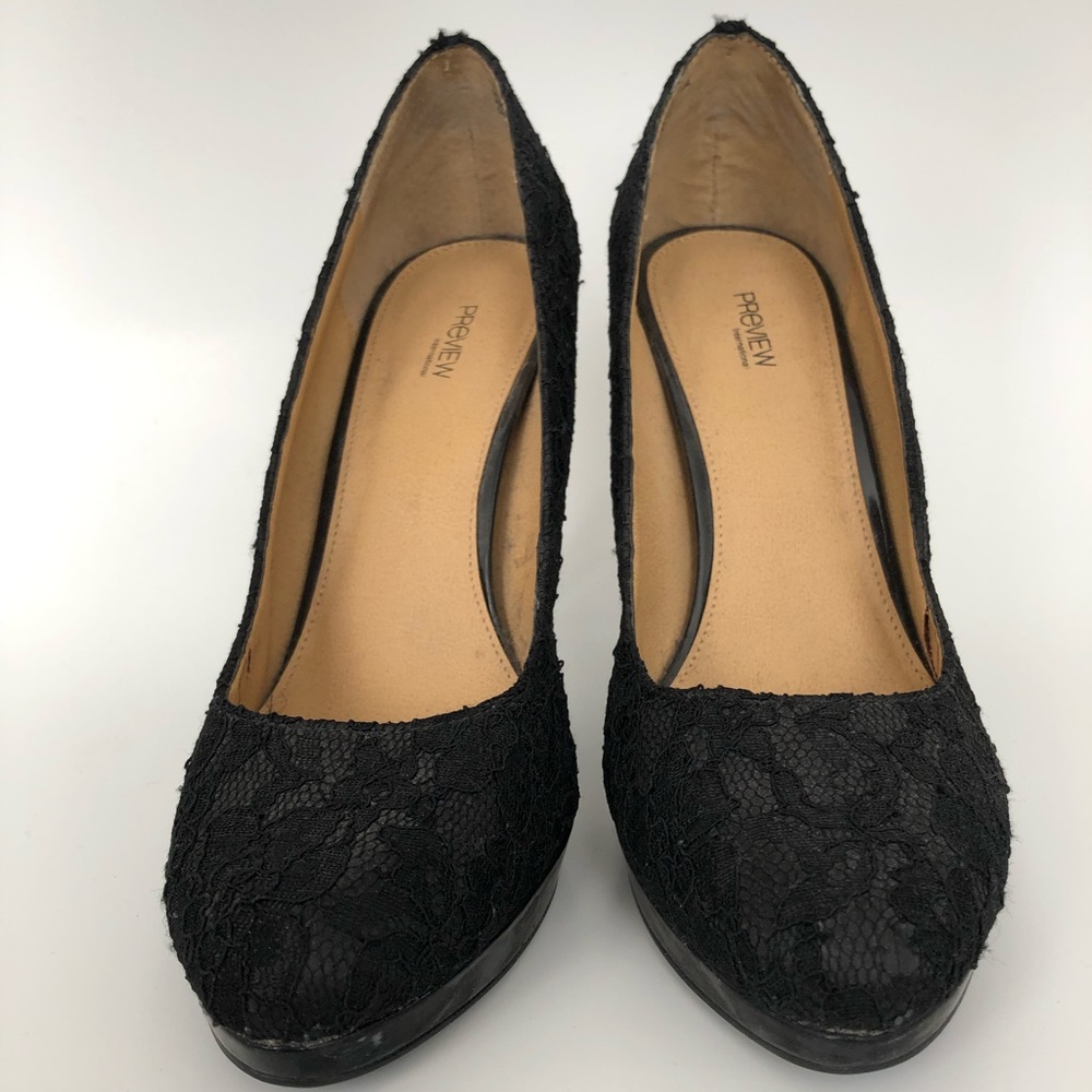 Black lace heels